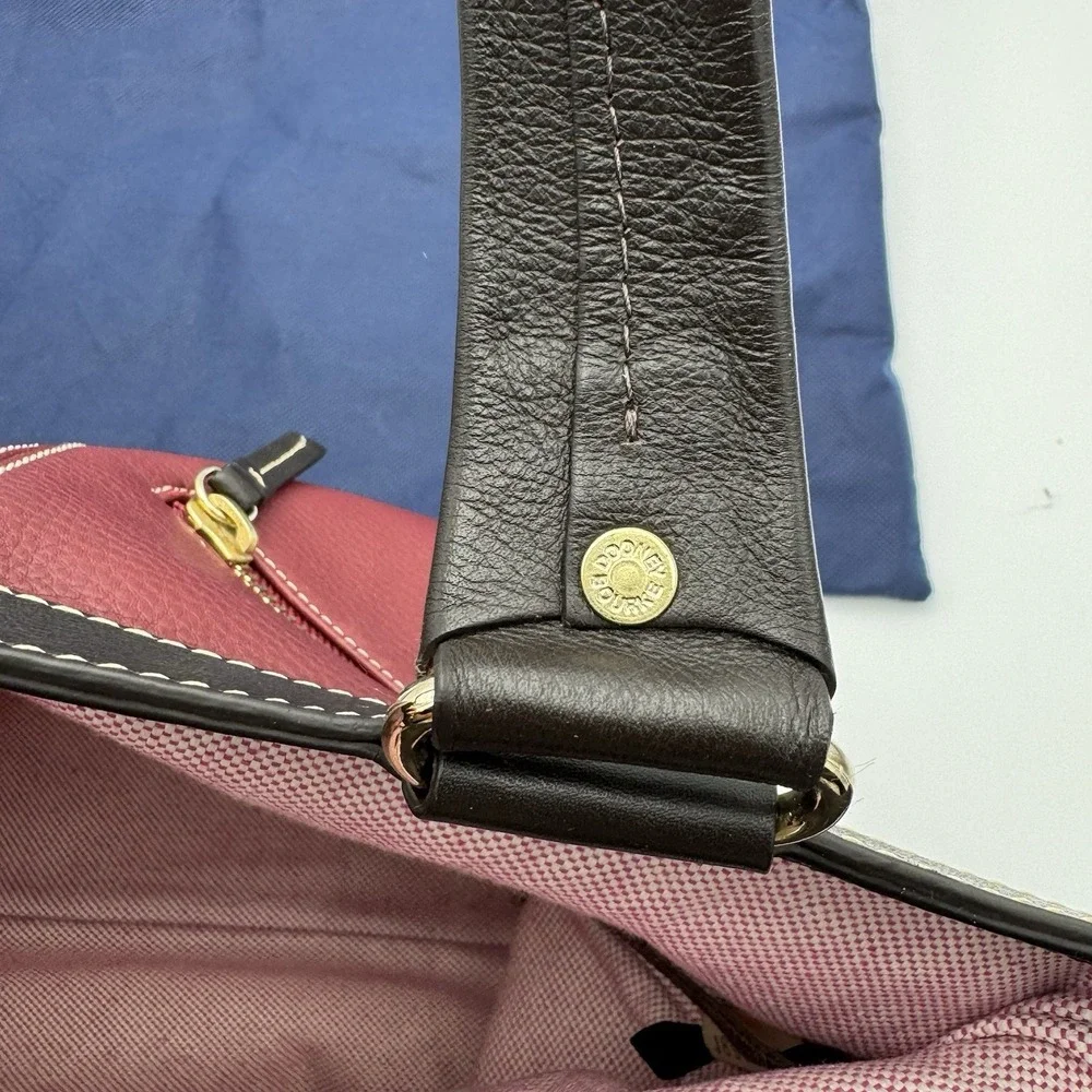 Dooney & Bourke Purse Red Pebbled‎ Leather w/ Black Handles Includes Dust Bag